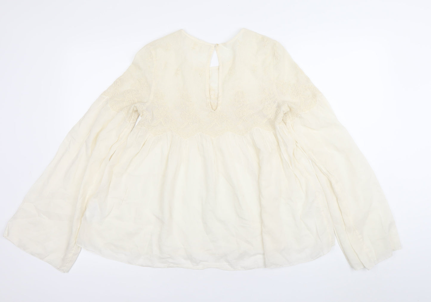 Womens UK Size 8 H&M Ivory Tunic Blouse