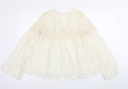 Womens UK Size 8 H&M Ivory Tunic Blouse