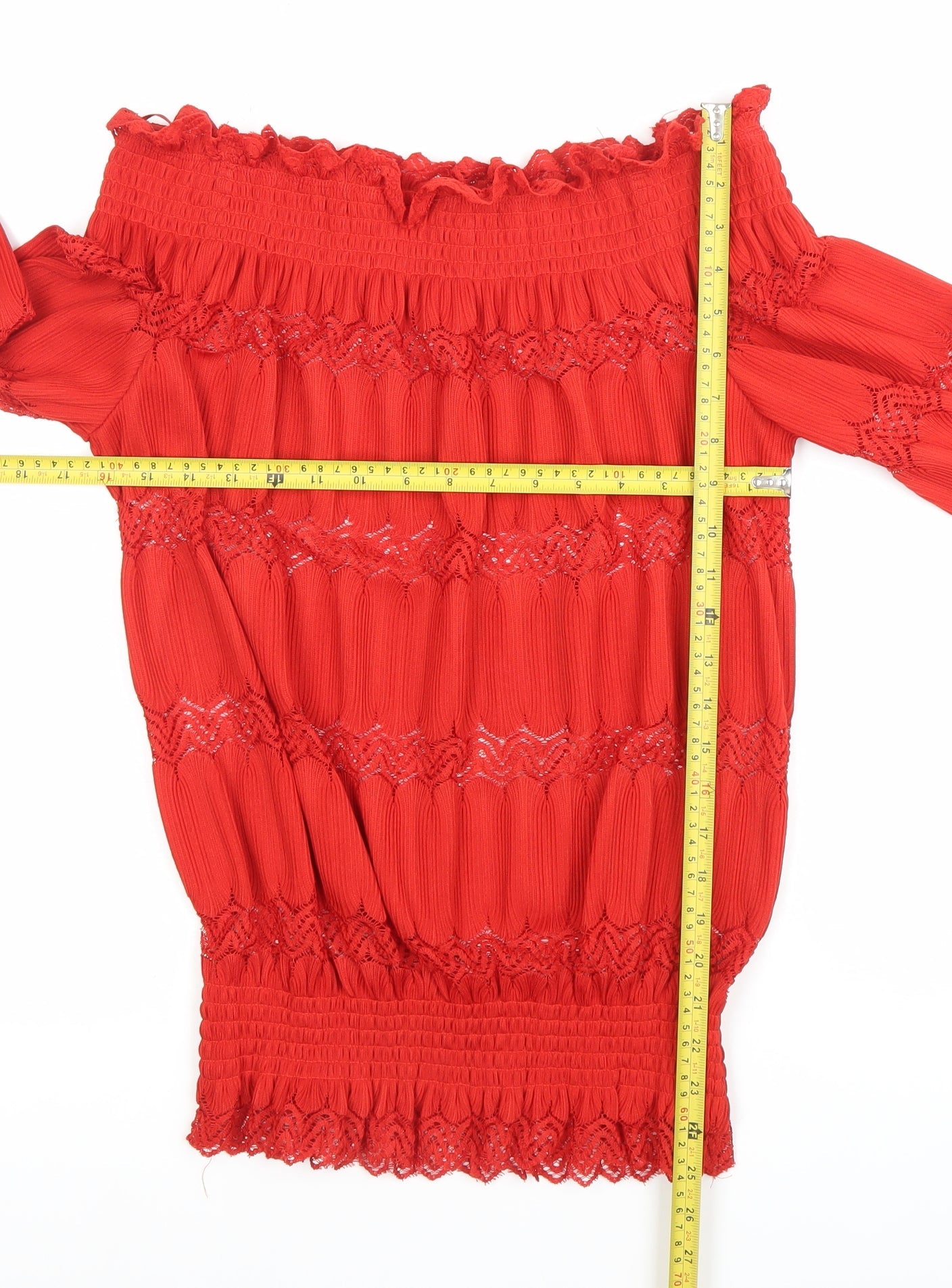 River Island Womens Red Off Shoulder Lace Blouse Size 6