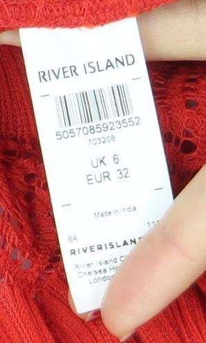 River Island Womens Red Off Shoulder Lace Blouse Size 6