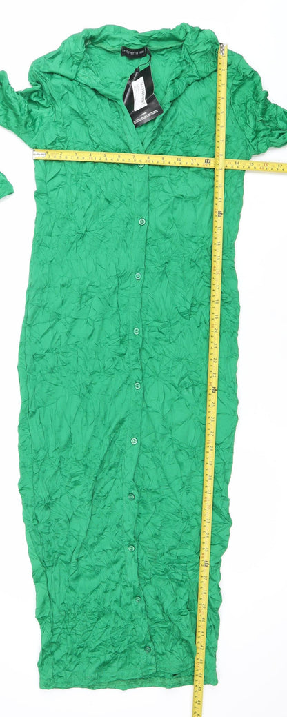 PrettyLittleThing Womens Green Long Sleeve Shirt Dress Size 10