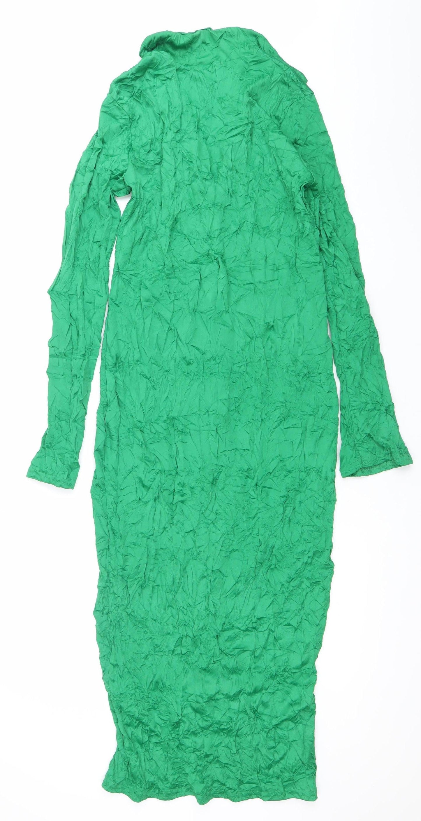 PrettyLittleThing Womens Green Long Sleeve Shirt Dress Size 10