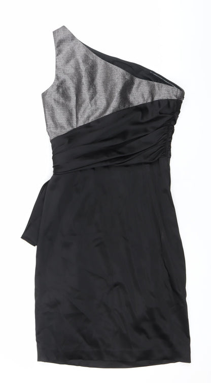 Maggy London Women’s Black Size 10 One Shoulder Sheath Cocktail Dress
