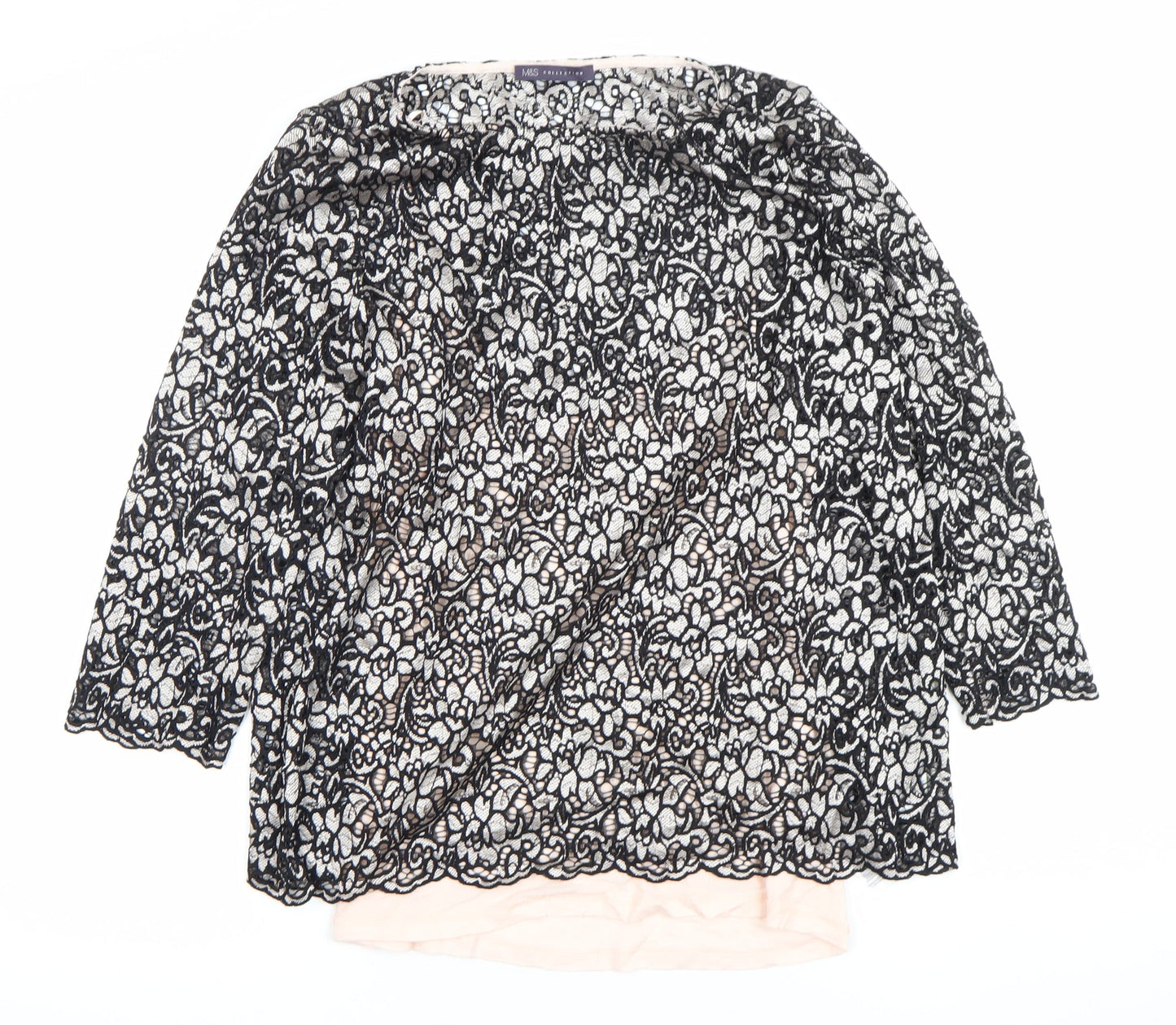 Womens UK Size 14 Marks and Spencer Black Tunic Blouse