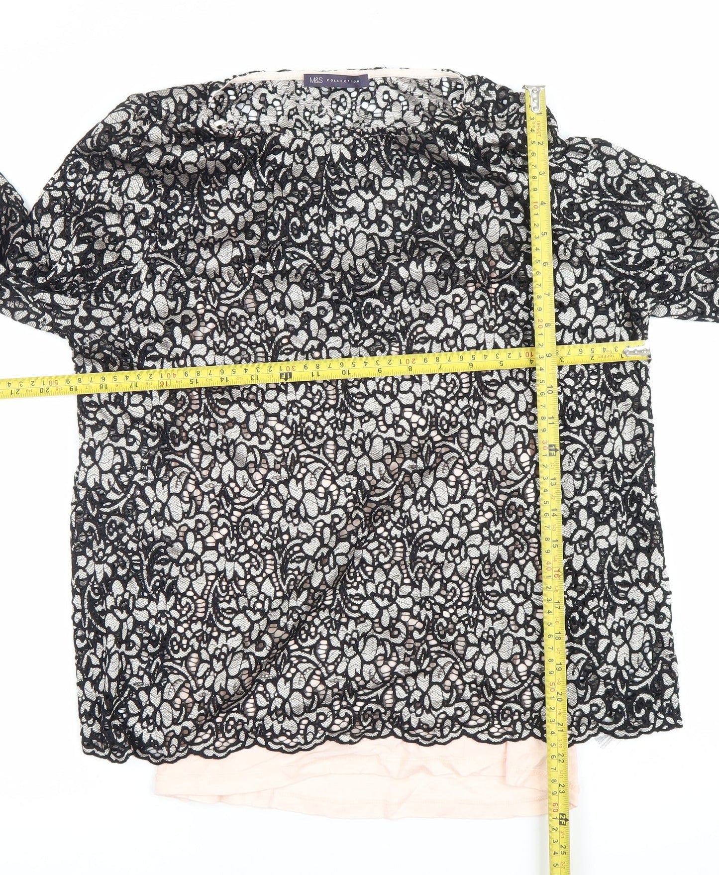 Womens UK Size 14 Marks and Spencer Black Tunic Blouse