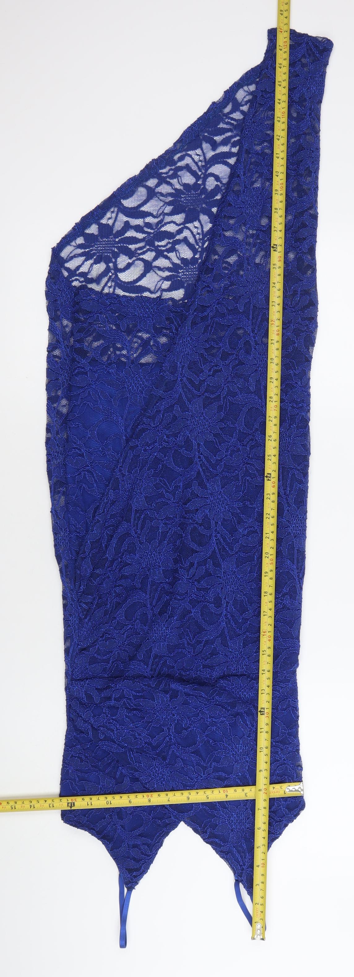 Quiz Women’s Blue Lace Bodycon Midi Dress Size 10 V-Neck Cocktail Party