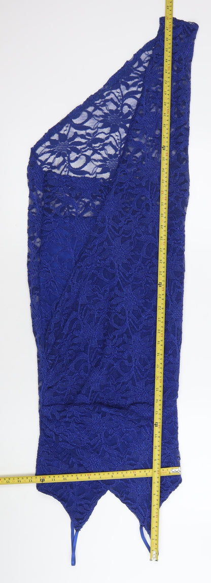 Quiz Women’s Blue Lace Bodycon Midi Dress Size 10 V-Neck Cocktail Party