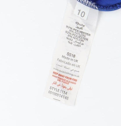 Quiz Women’s Blue Lace Bodycon Midi Dress Size 10 V-Neck Cocktail Party