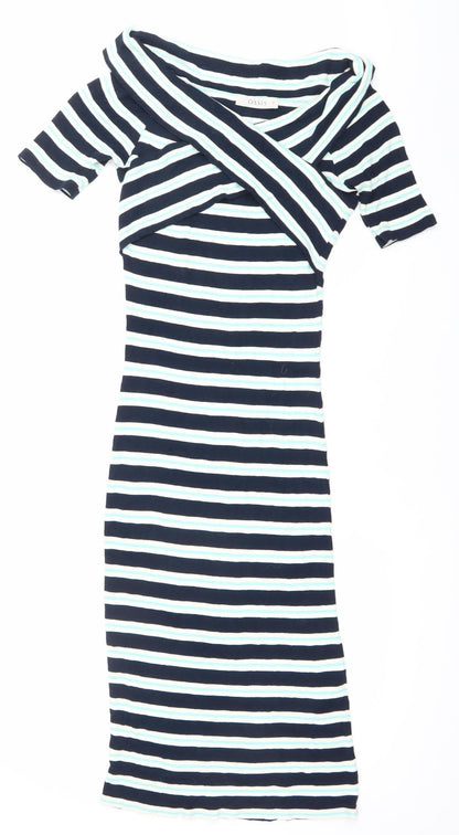 Oasis Women’s Blue Striped Midi Bodycon Dress Size M