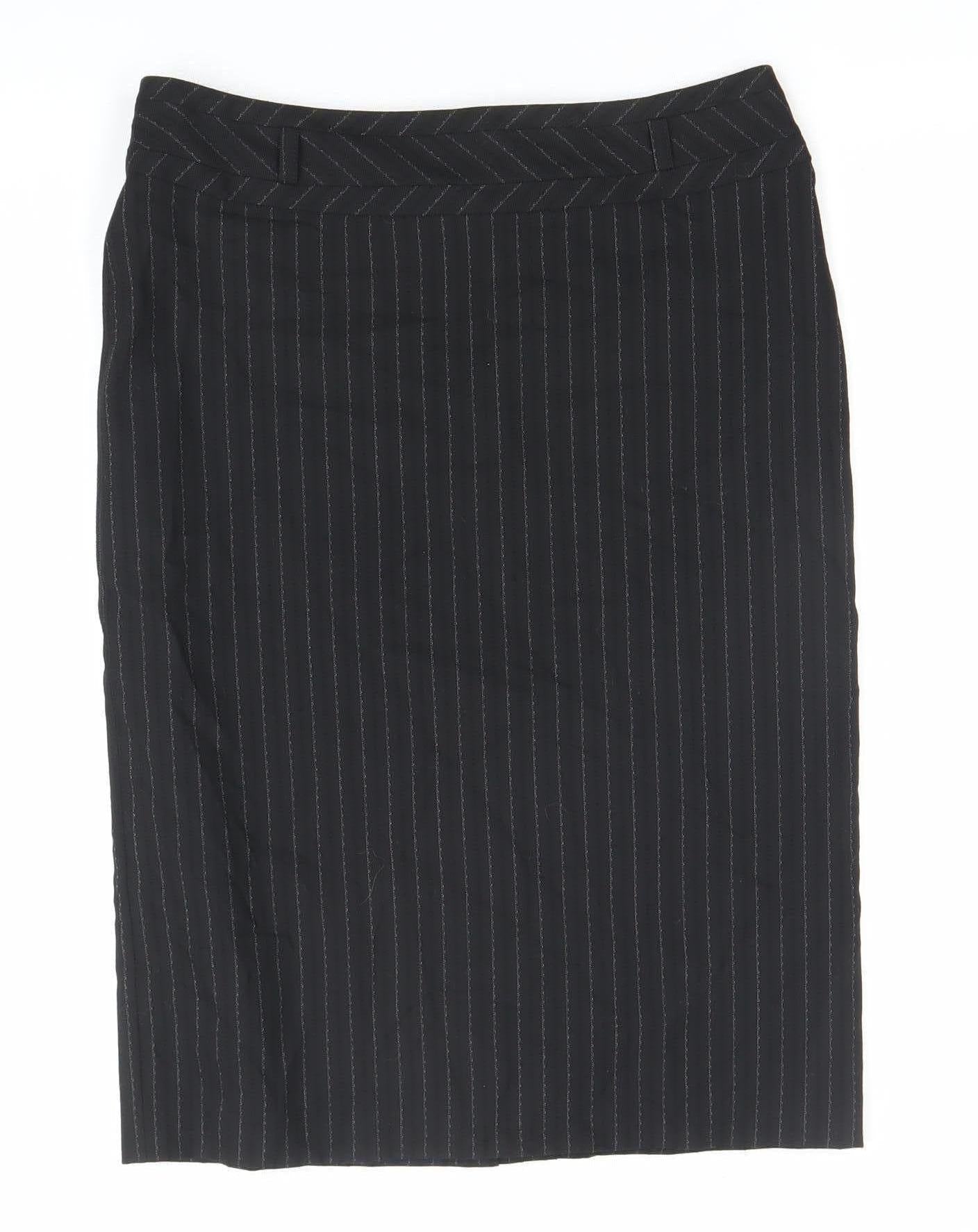 Next Women's Black Stripe Pencil Skirt Size 8 Workwear Business Formal