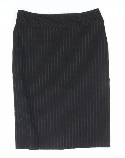 Next Women's Black Stripe Pencil Skirt Size 8 Workwear Business Formal