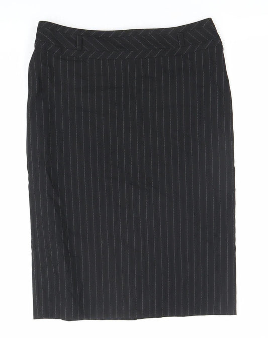 Next Women's Black Stripe Pencil Skirt Size 8 Workwear Business Formal