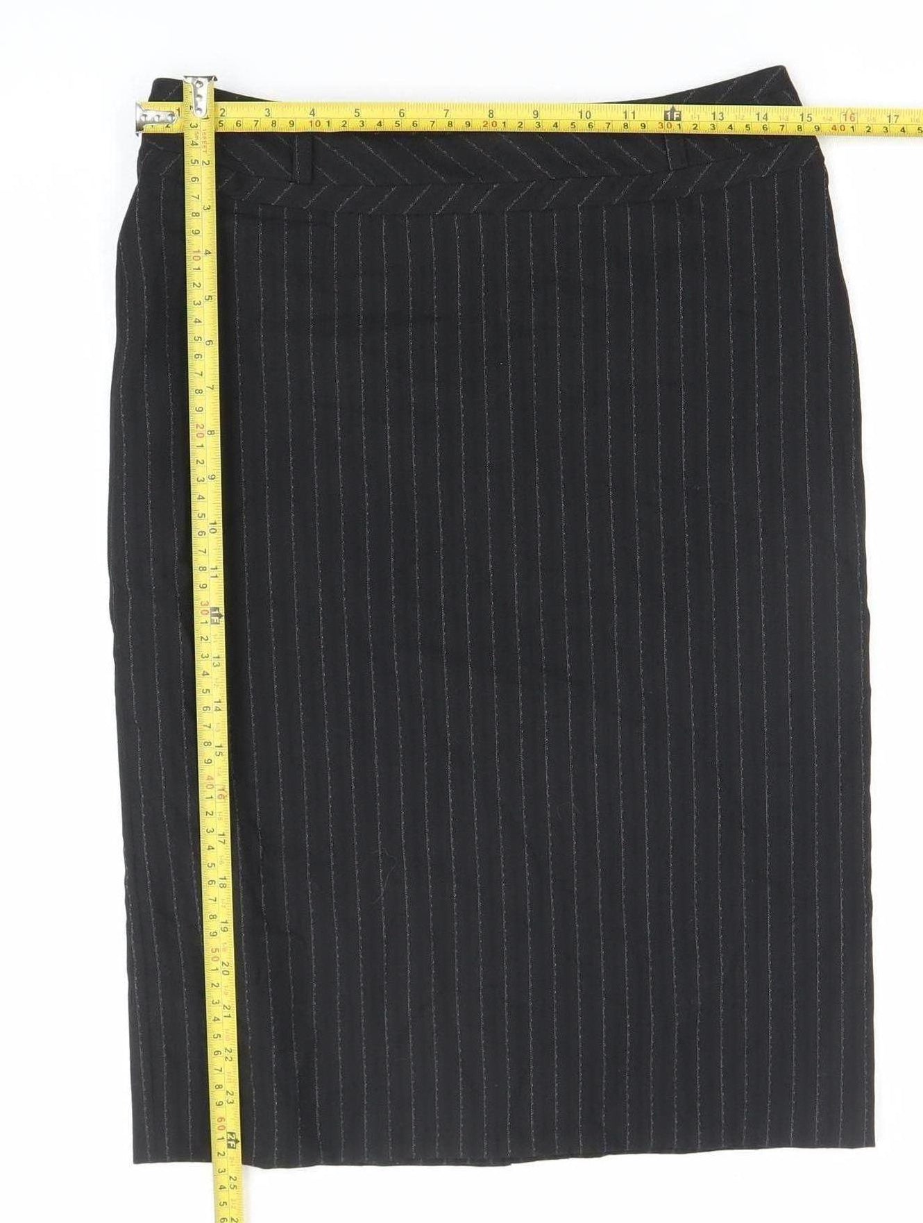 Next Women's Black Stripe Pencil Skirt Size 8 Workwear Business Formal