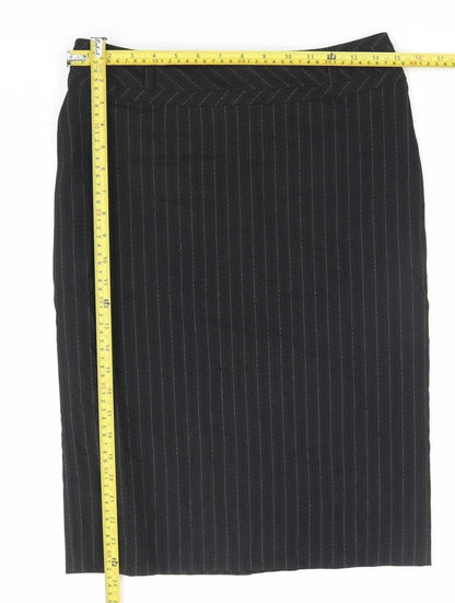 Next Women's Black Stripe Pencil Skirt Size 8 Workwear Business Formal