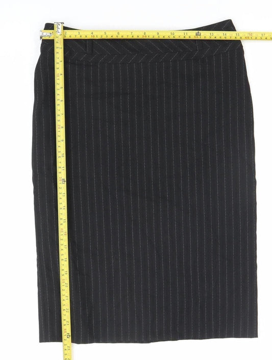 Next Women's Black Stripe Pencil Skirt Size 8 Workwear Business Formal