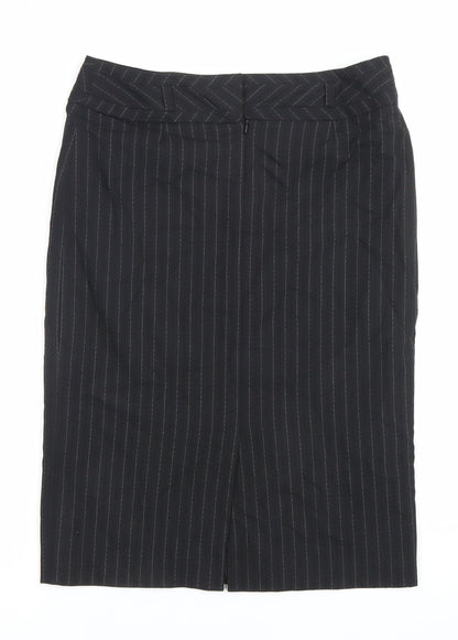 Next Women's Black Stripe Pencil Skirt Size 8 Workwear Business Formal