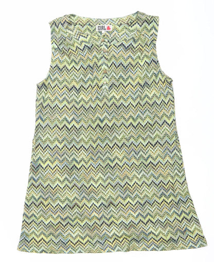 Chelsea Girl Women’s Multicoloured Chevron Shift Dress Size 16 Sleeveless Retro