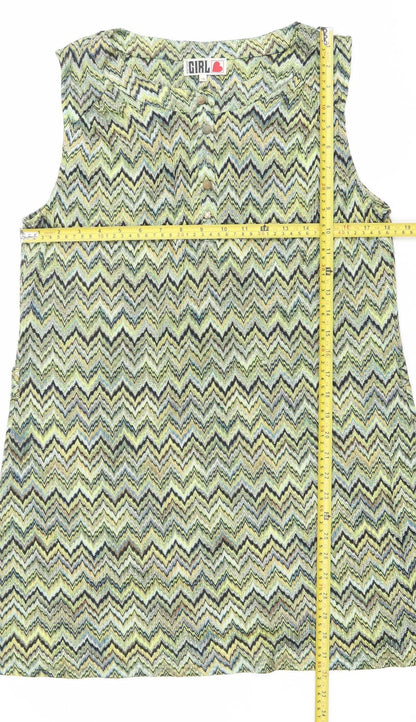 Chelsea Girl Women’s Multicoloured Chevron Shift Dress Size 16 Sleeveless Retro