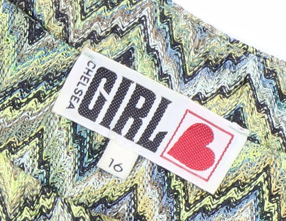 Chelsea Girl Women’s Multicoloured Chevron Shift Dress Size 16 Sleeveless Retro