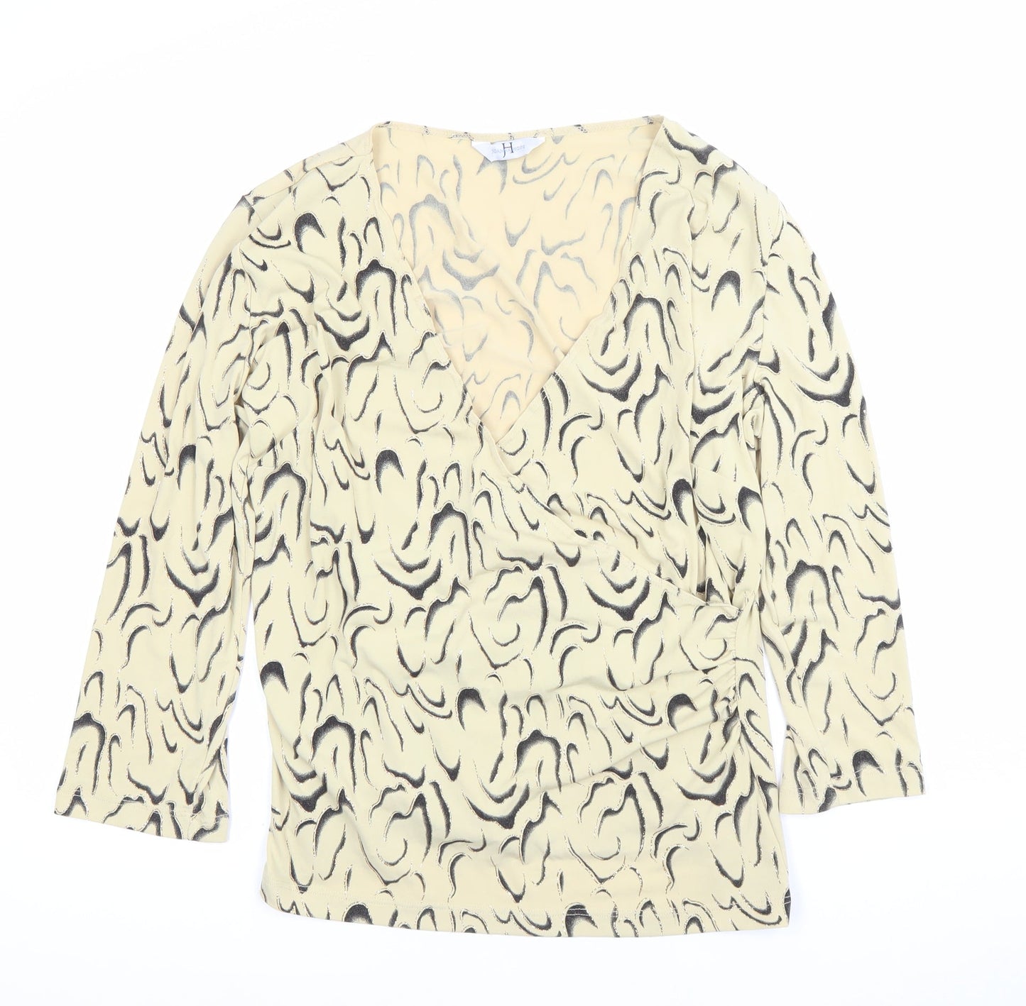 Joanahope Women's Beige Animal Print Wrap Blouse Size 18 V-Neck 3/4 Sleeve