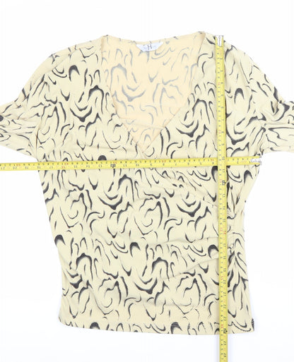 Joanahope Women's Beige Animal Print Wrap Blouse Size 18 V-Neck 3/4 Sleeve