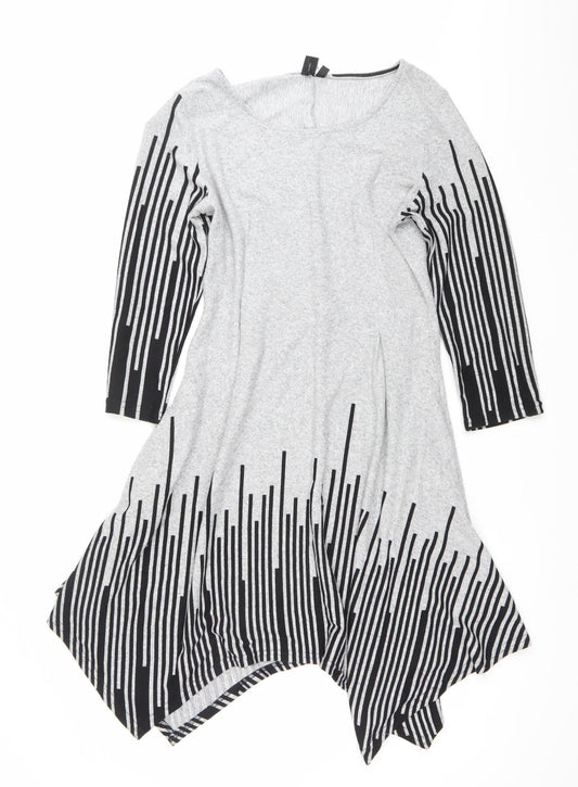 Izabel London Women’s Grey Striped Shift Dress Size 12
