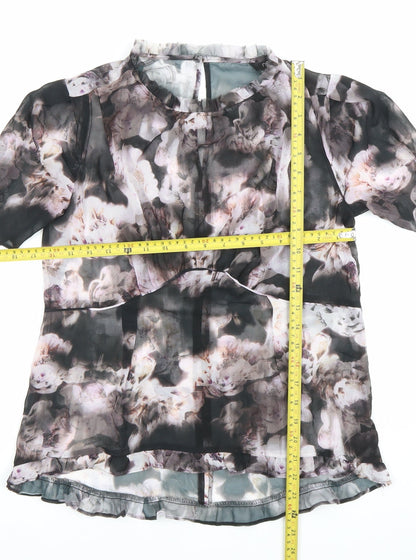 Next Womens Floral Sheer Chiffon Blouse Size 8 Multicoloured Tunic