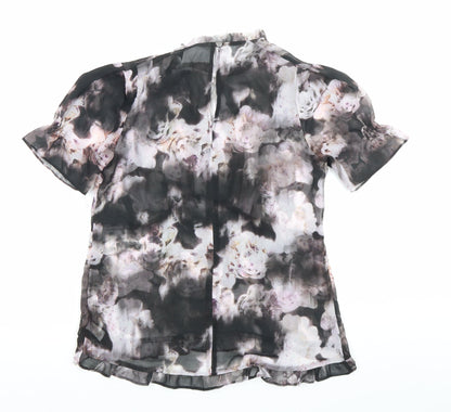 Next Womens Floral Sheer Chiffon Blouse Size 8 Multicoloured Tunic