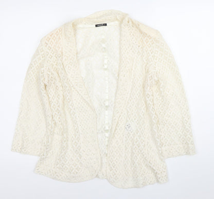 Roman Women Ivory Lace Kimono Blouse Size 12 3/4 Sleeve