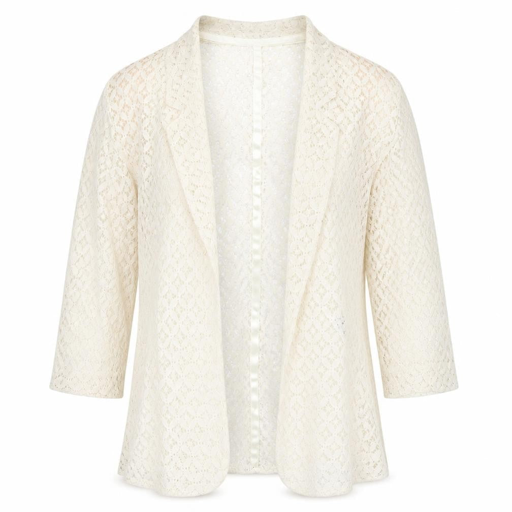 Roman Women Ivory Lace Kimono Blouse Size 12 3/4 Sleeve