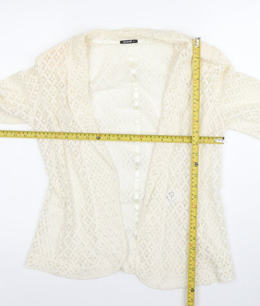 Roman Women Ivory Lace Kimono Blouse Size 12 3/4 Sleeve