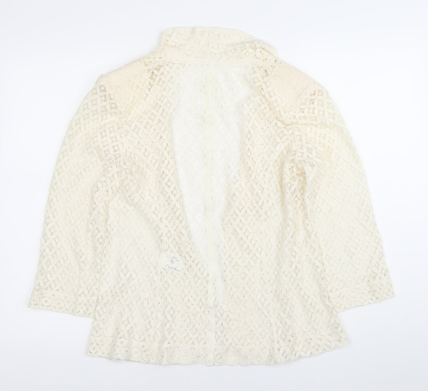 Roman Women Ivory Lace Kimono Blouse Size 12 3/4 Sleeve