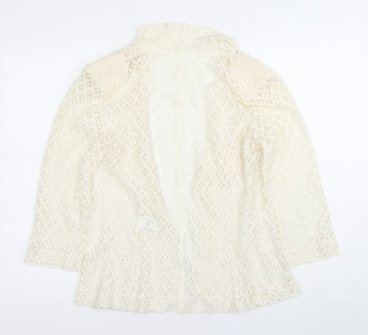 Roman Women Ivory Lace Kimono Blouse Size 12 3/4 Sleeve