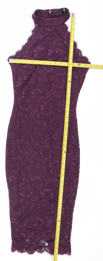 AX Paris Womens Purple Lace Bodycon Knee Length Dress Size 8