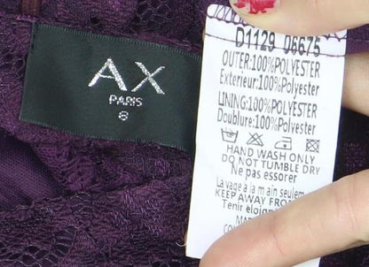 AX Paris Womens Purple Lace Bodycon Knee Length Dress Size 8