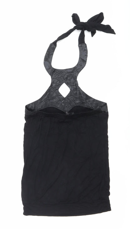 AX Paris Womens Black Beaded Halter Party Tank Top Size 8