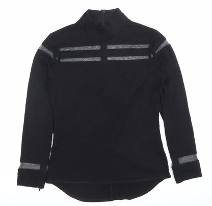 Karen Millen Womens Black Size 10 Mock Neck Long Sleeve Slim Blouse