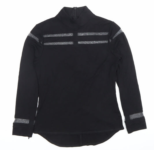 Karen Millen Womens Black Size 10 Mock Neck Long Sleeve Slim Blouse