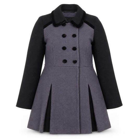 Sugarhill Boutique Women’s Grey Black Pea Coat UK 16 Double Breasted