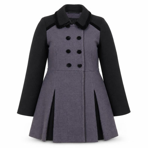 Sugarhill Boutique Women’s Grey Black Pea Coat UK 16 Double Breasted