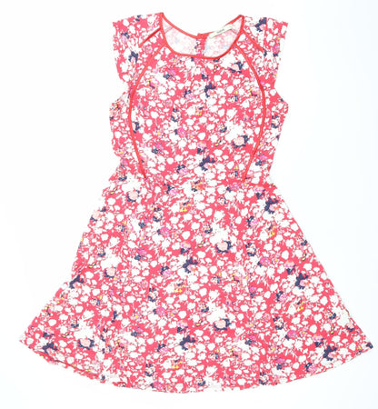 Warehouse Women’s Pink Floral Fit & Flare Dress Size 8 Sleeveless