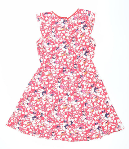 Warehouse Women’s Pink Floral Fit & Flare Dress Size 8 Sleeveless