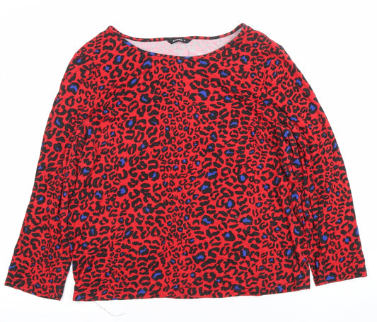 Additional front view of Roman Women’s Red Animal Print Tunic Top, size UK 14, Long Sleeve