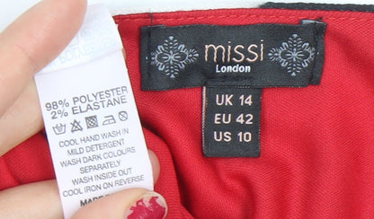 Missi London Women’s Red Animal Print Jumpsuit Size 14 V-Neck