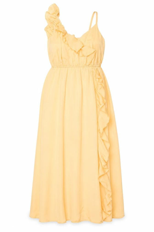 Jarlo Women’s Orange Maxi Dress Size 12 One Shoulder Ruffle