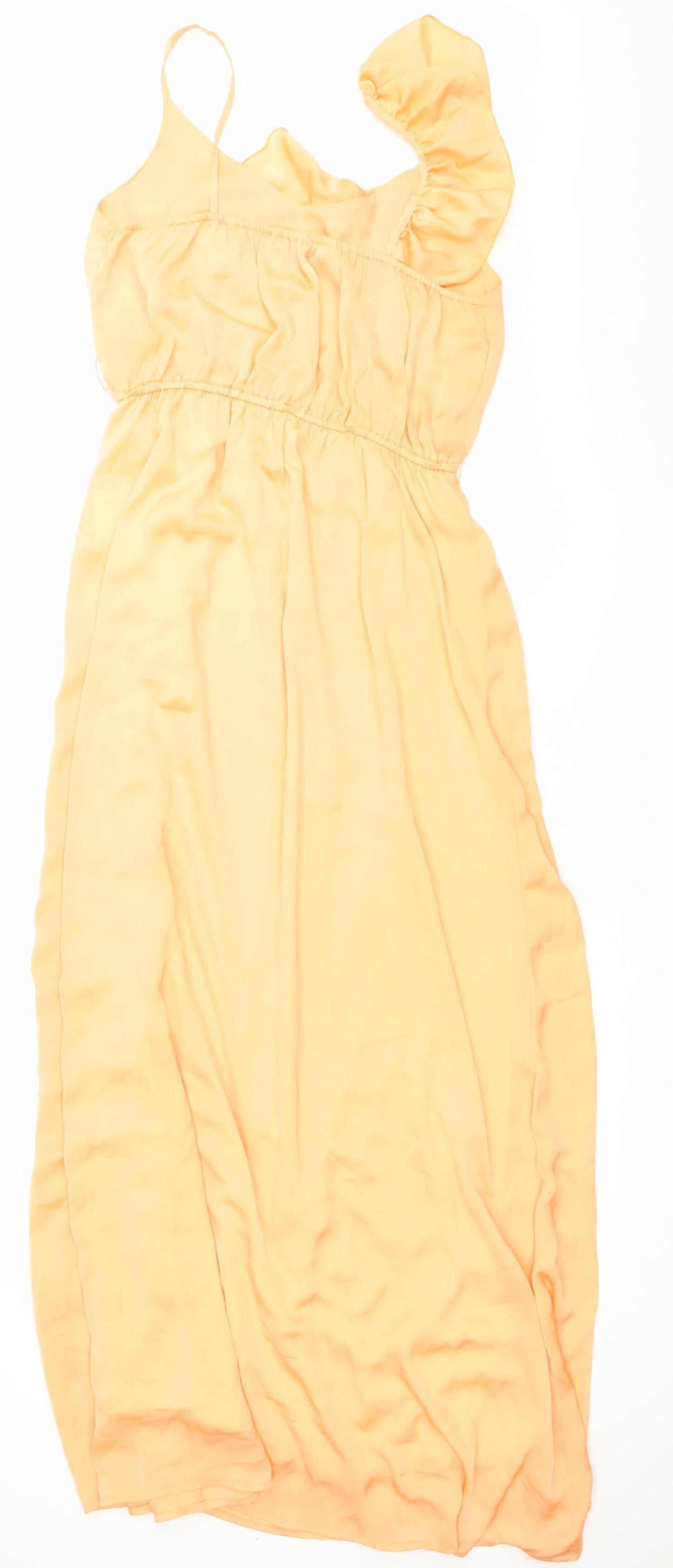 Jarlo Women’s Orange Maxi Dress Size 12 One Shoulder Ruffle