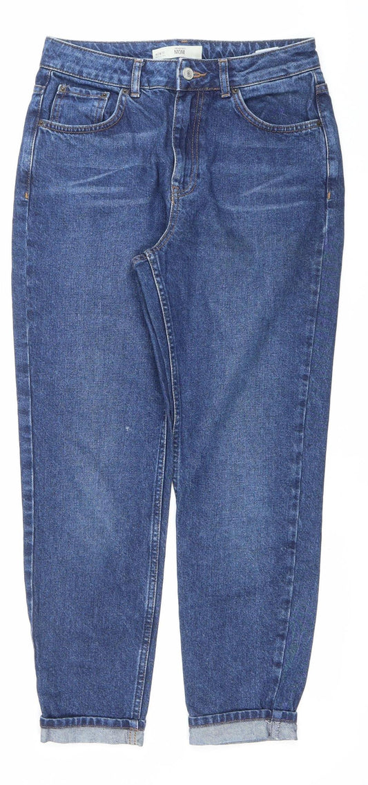 Topshop Women’s Blue Mom Jeans W28 L32 High Rise Cotton