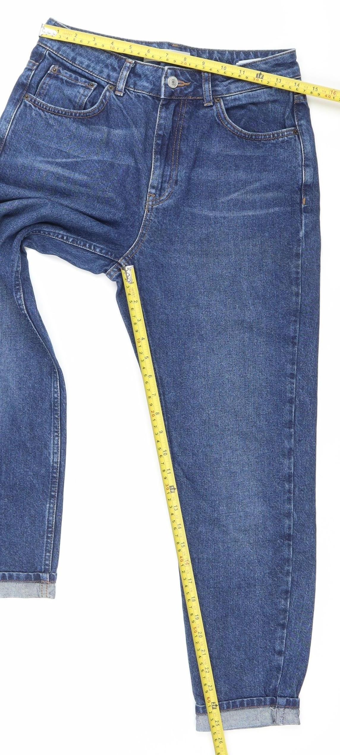 Topshop Women’s Blue Mom Jeans W28 L32 High Rise Cotton