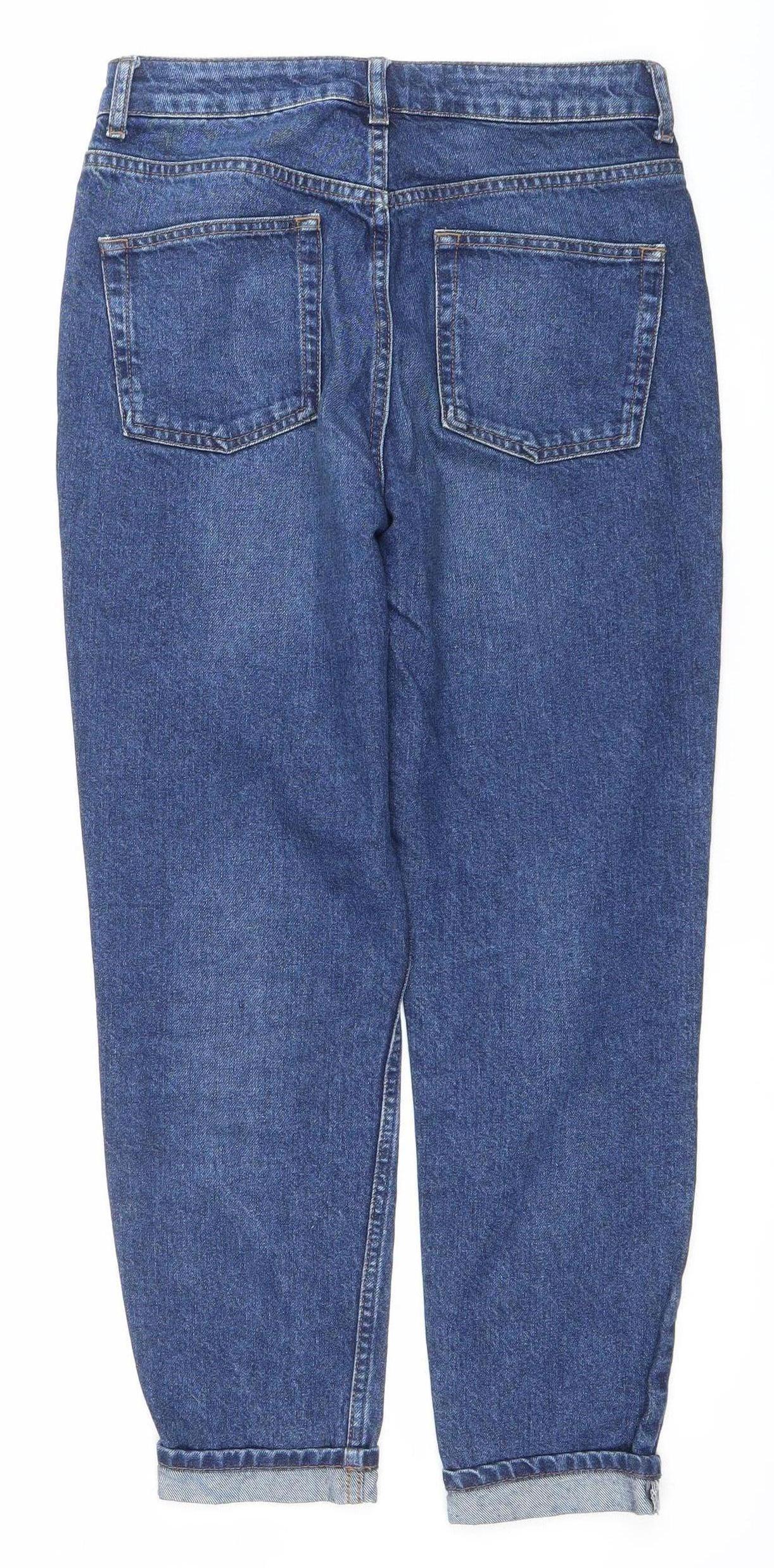 Topshop Women’s Blue Mom Jeans W28 L32 High Rise Cotton
