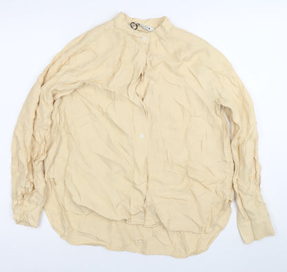 Womens UK Size M Zara Beige Basic Button-Up